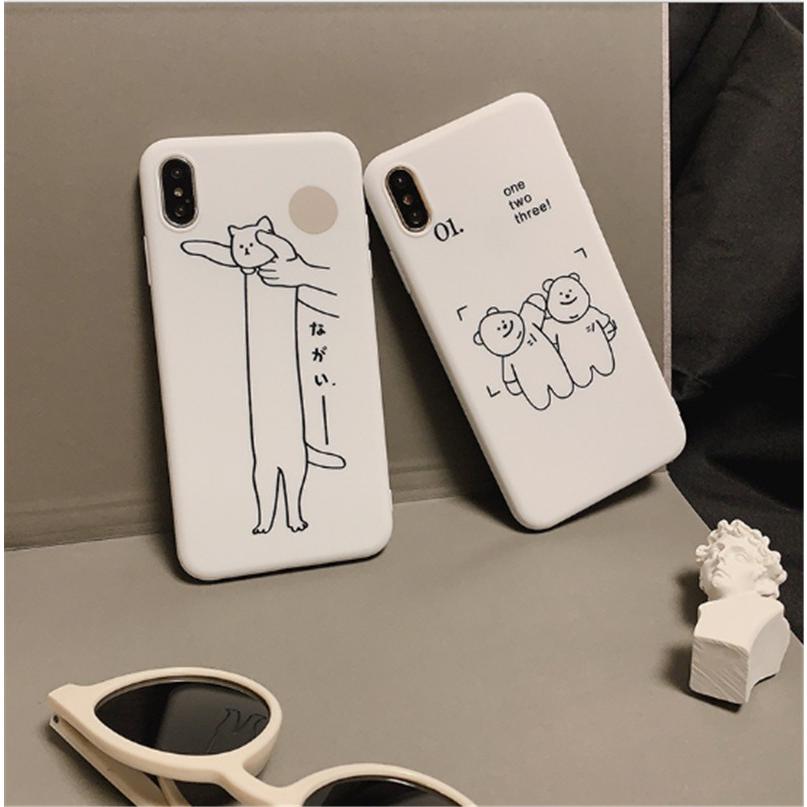 爆買かわいい 長い猫 クマカップル スマホケース 携帯カバー シンプル