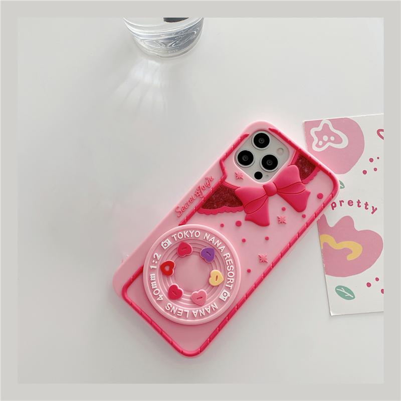 iPhone スマホ ケース カメラ 型 ピンク iPhone XR 新品 カメラ型ピンク手提げストラップ付き立体浮き彫りiPhoneケース全機種