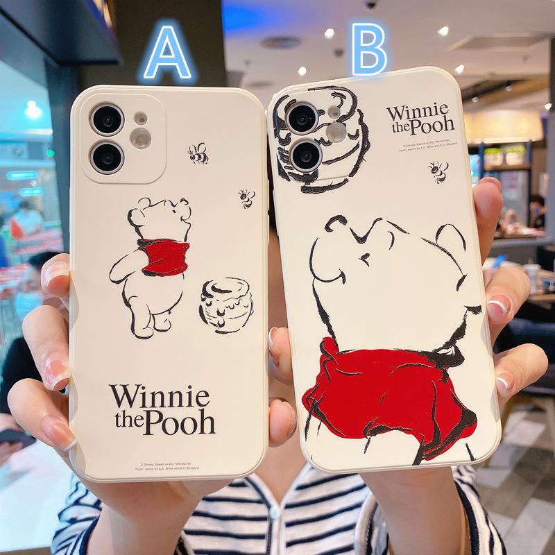 くまのプーさん 赤いシャツ クリーム色 スマホケース アイフォンケース 