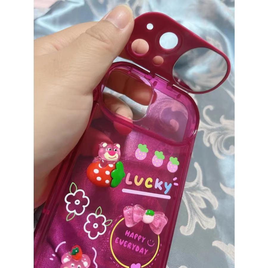 エイリアンロッツオストラップ付き鏡付き折りたたみiPhoneケース