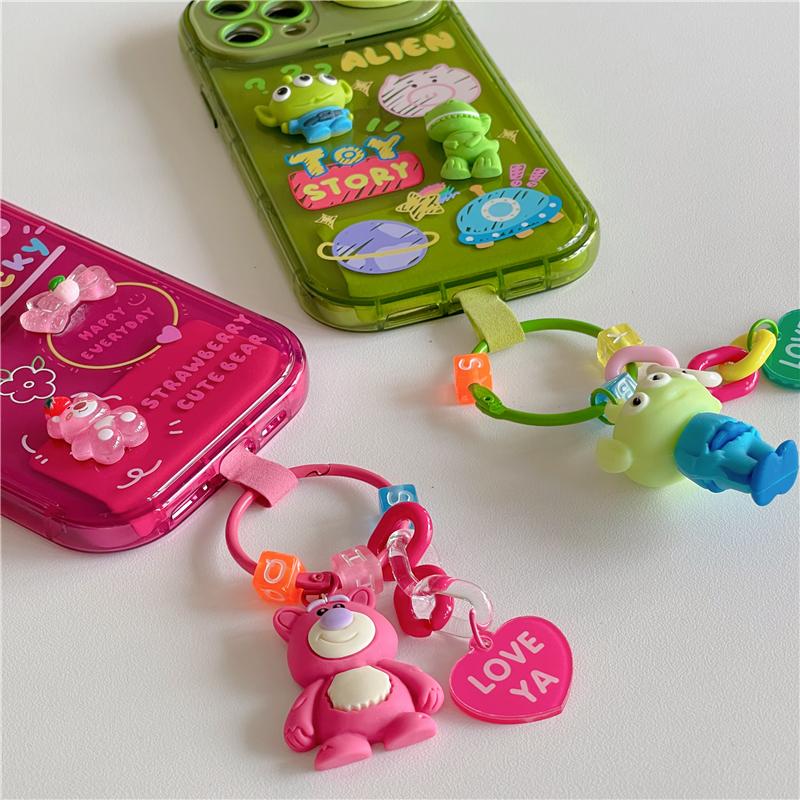 エイリアンロッツオストラップ付き鏡付き折りたたみiPhoneケース