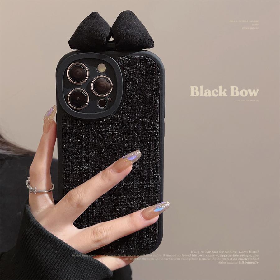 ツイードリボンチャームポイントかわいいスマホケース全機種