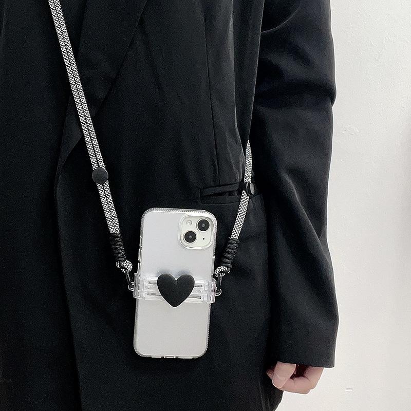 マカロン色 カラフル ハートスマホショルダーストラップ挟むだけ