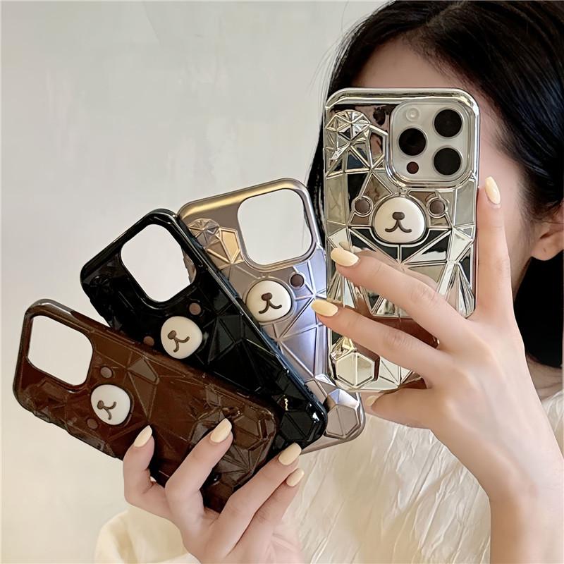 3Dクマ 立体 熊 三角ピース 創意 おしゃれ 9色 iPhoneケース携帯ケース