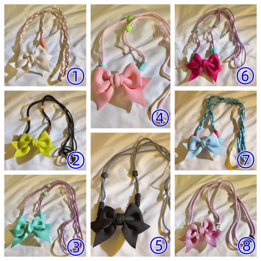 韓国風リボンカラフル8色スマホショルダーストラップ挟むだけ