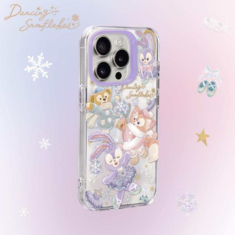 ダッフィーフレンズステラルーパープル雪ひらひら冬の踊りiPhoneケース