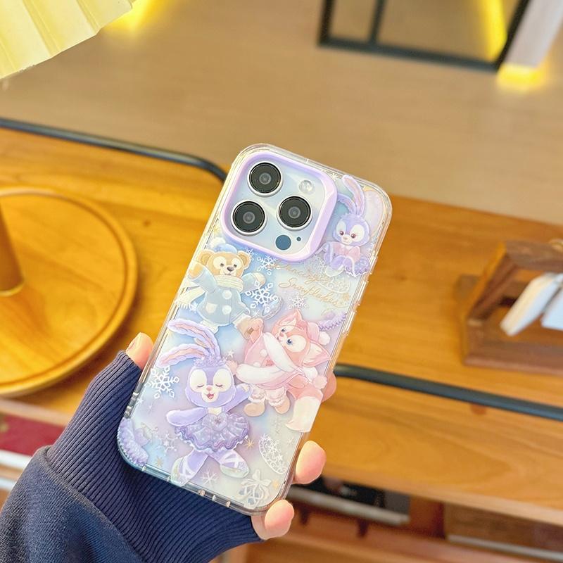 ダッフィーフレンズステラルーパープル雪ひらひら冬の踊りiPhoneケース