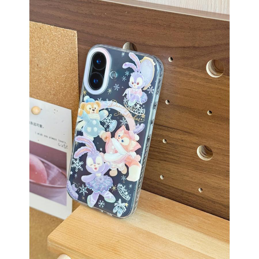 ダッフィーフレンズステラルーパープル雪ひらひら冬の踊りiPhoneケース