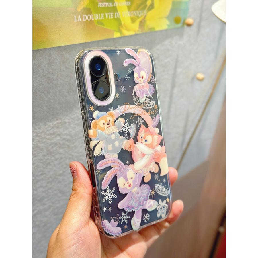 ダッフィーフレンズステラルーパープル雪ひらひら冬の踊りiPhoneケース