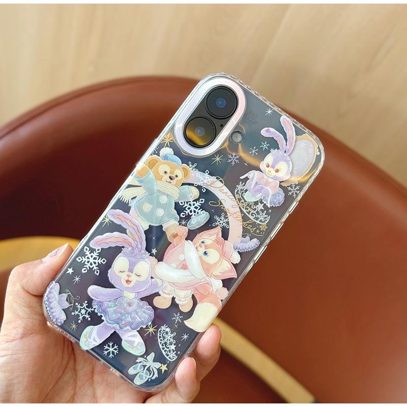ダッフィーフレンズステラルーパープル雪ひらひら冬の踊りiPhoneケース
