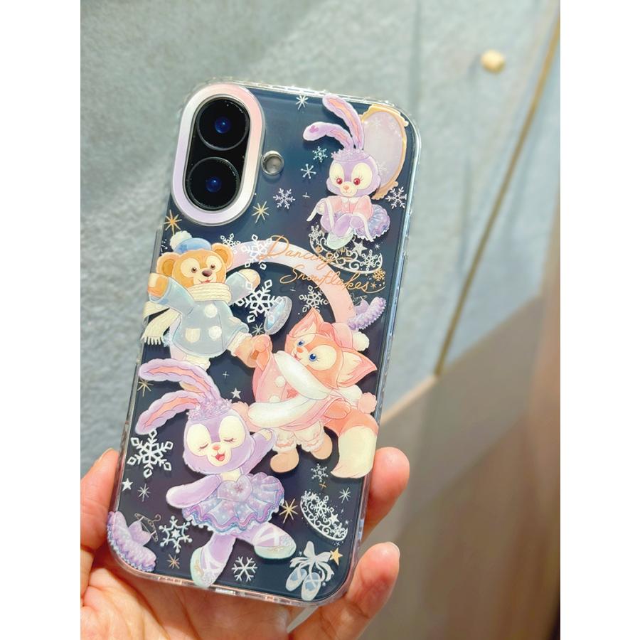 eA12♥️iPhone16e♥️ステラ・ルーパール♥️光沢タイプDisney ダッフィーフレンズステラルーパープル雪ひらひら冬の踊りiPhoneケース