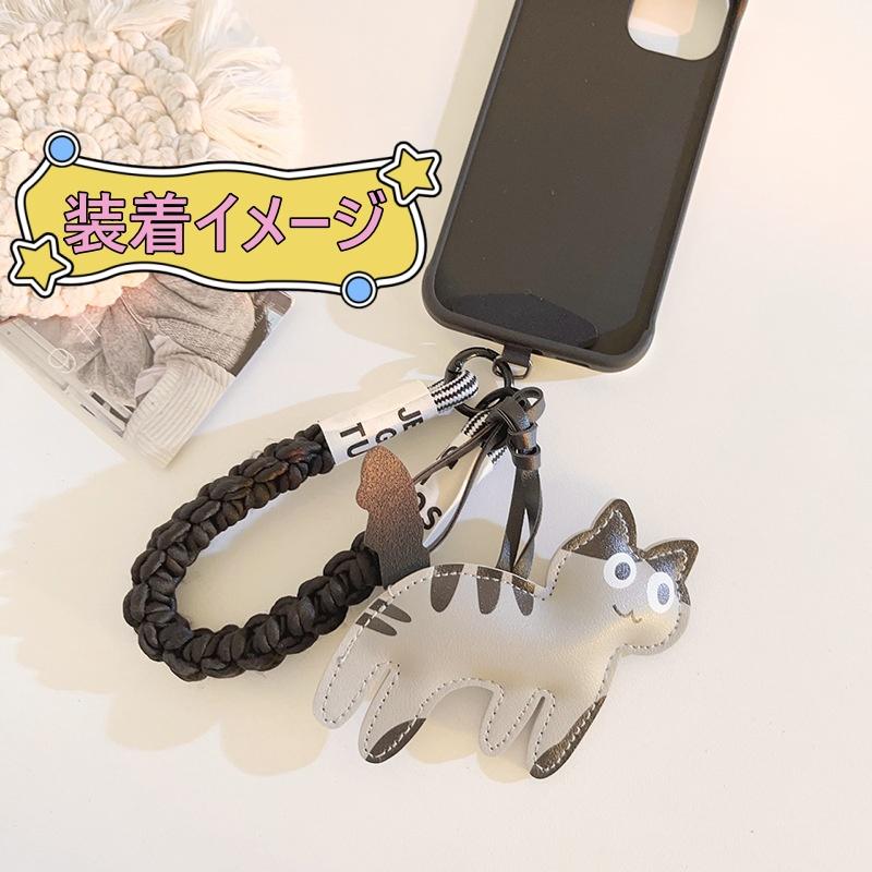 猫ニャンコ猫派キャットcatキーホルダーショットストラップハンド
