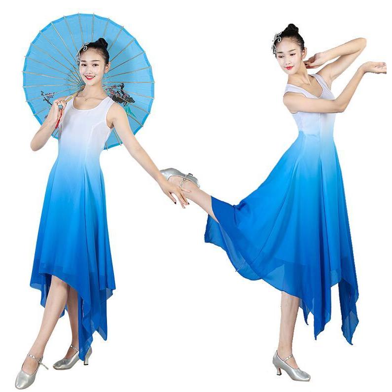 モダンドレス 大人バレエダンスワンピース 古典ダンスウェア 飄逸 フレア シフォン社交ダンスワンピース タンゴ