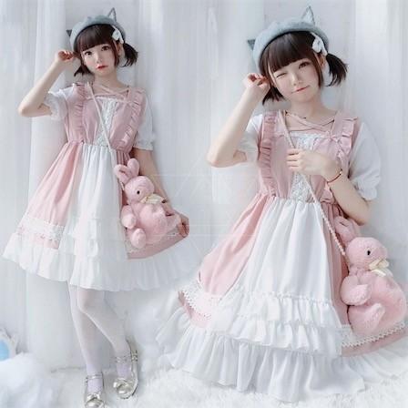 ゴスロリ ロリータ ワンピース レディース 今だけ限定15 Offクーポン発行中 女の子 半袖 レース ダンス衣装 ドレス二枚送料無料 美人 萌え萌え 二次元衣装 フリル 少女ウェア