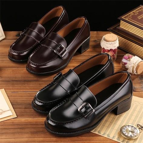 レディースシューズ 靴 ローファーロリータ ヒール 厚底 学生 ローファー 高校生 大学生 通勤シューズ パンプス 美脚 学生靴 革靴 黒 通学 通勤 二枚送料無料 Z2128 洋服通販店 通販 Yahoo ショッピング