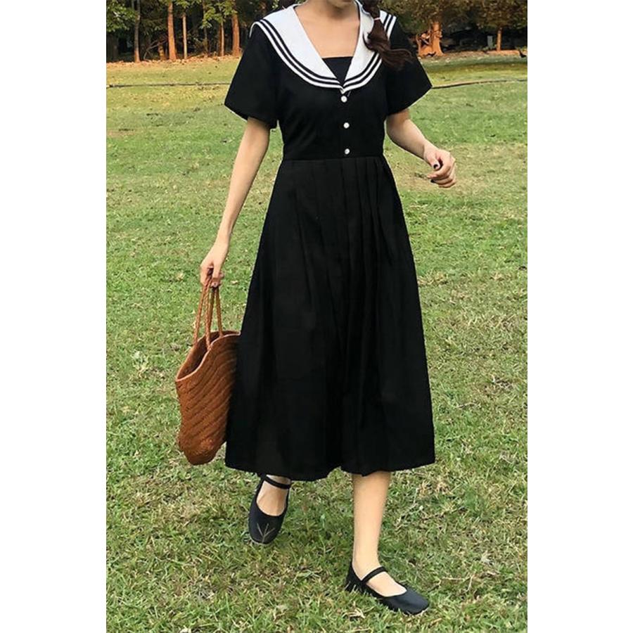 レディースワンピース ロリータワンピース 可愛い半袖ワンピース セーラー服 森ガール系セーラー風夏 日常ワンピース 通学2枚送料無料 4626 通販屋 通販 Yahoo ショッピング