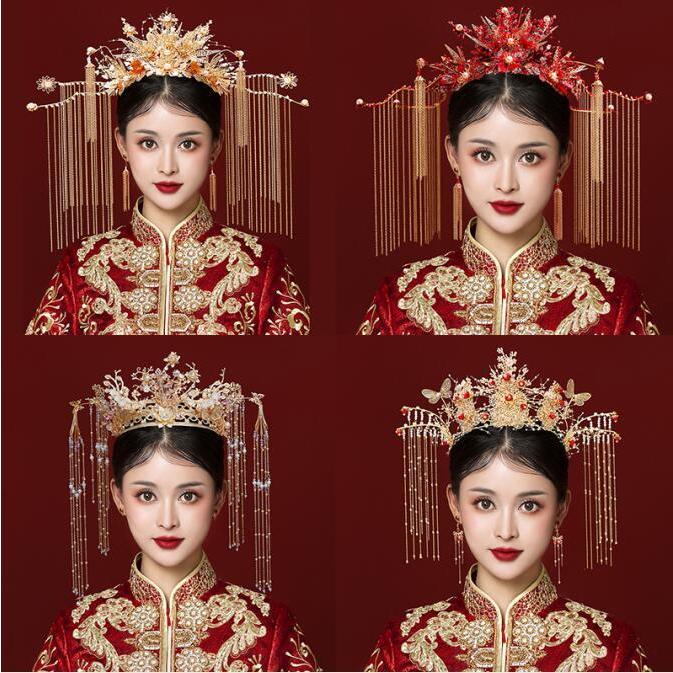 チャイナ風髪飾りセット タッセルティアラ 中国古代宮廷王冠 イヤリングセット 皇后王女風コスプレ道具 漢服唐装用ヘアアクセサリー 舞台ステージグッズ 5434 通販屋 通販 Yahoo ショッピング