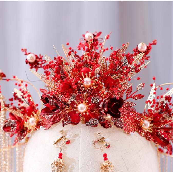 チャイナ風髪飾りセット タッセルティアラ 中国古代宮廷王冠 イヤリングセット 皇后王女風コスプレ道具 漢服唐装用ヘアアクセサリー 舞台ステージグッズ 5434 通販屋 通販 Yahoo ショッピング