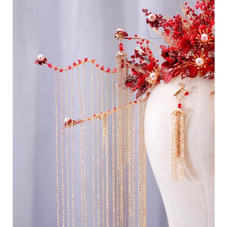 チャイナ風髪飾りセット タッセルティアラ 中国古代宮廷王冠 イヤリングセット 皇后王女風コスプレ道具 漢服唐装用ヘアアクセサリー 舞台ステージグッズ 5434 通販屋 通販 Yahoo ショッピング