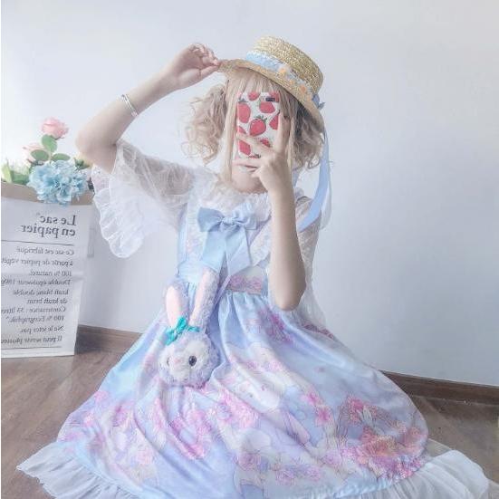 ロリータドレス 美少女ドレス Lolita キャミソールドレス スカラップ リボン 可愛いドレス 女子高校生 ピンク ブルー 杏色 紫 二枚送料無料 Den3360 通販屋 通販 Yahoo ショッピング