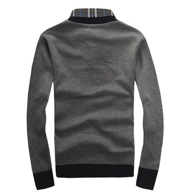 メンズお洒落重ね着風 Vネック ニット セーター 黒 グレー M Xl二重襟付き ニット セーター 長袖スリム S075 通販屋 通販 Yahoo ショッピング