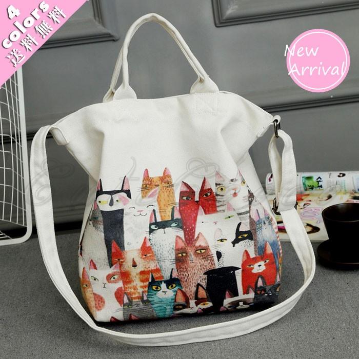 トートバッグ レディース キャンバス 肩掛け 手提げ 2ways 大容量 動物柄 猫柄 可愛い 大きめ カバン 鞄 おしゃれ 送料無料 01ba400 Cutecooco 通販 Yahoo ショッピング
