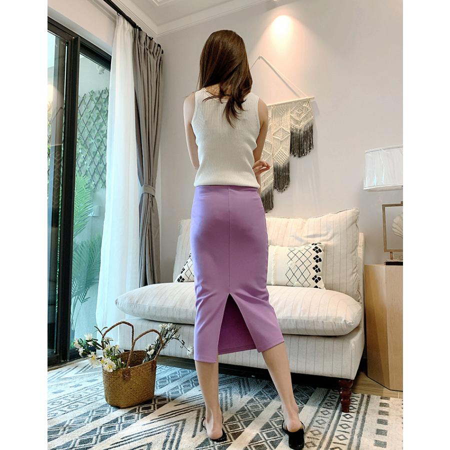 タイトスカート レディース 無地 ペンシルスカート スリット ミモレ丈 ロング丈 通勤 きれいめ カラー ストレッチ 春夏秋 おしゃれ 送料無料 |  | 09