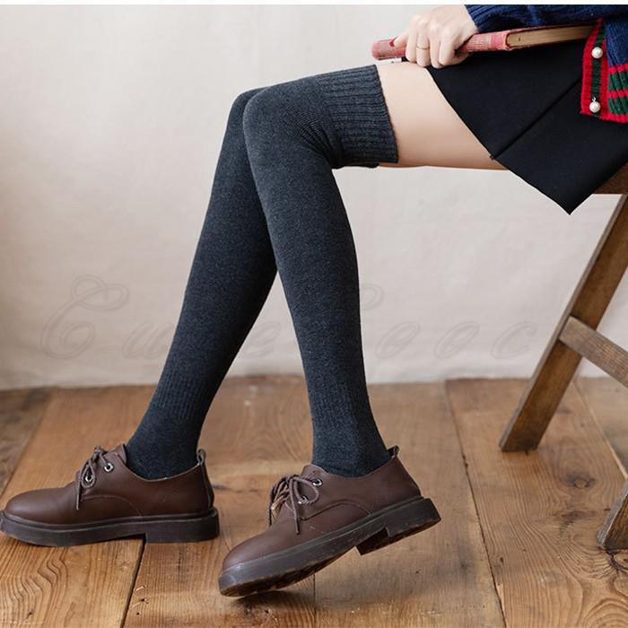 一部即納 ニーハイソックス 2足セット レディース オーバーニーソックス 靴下 厚手 無地 防寒 暖かい 春秋冬 綿 あったか 女性用 ロング丈 おしゃれ 送料無料 |  | 02