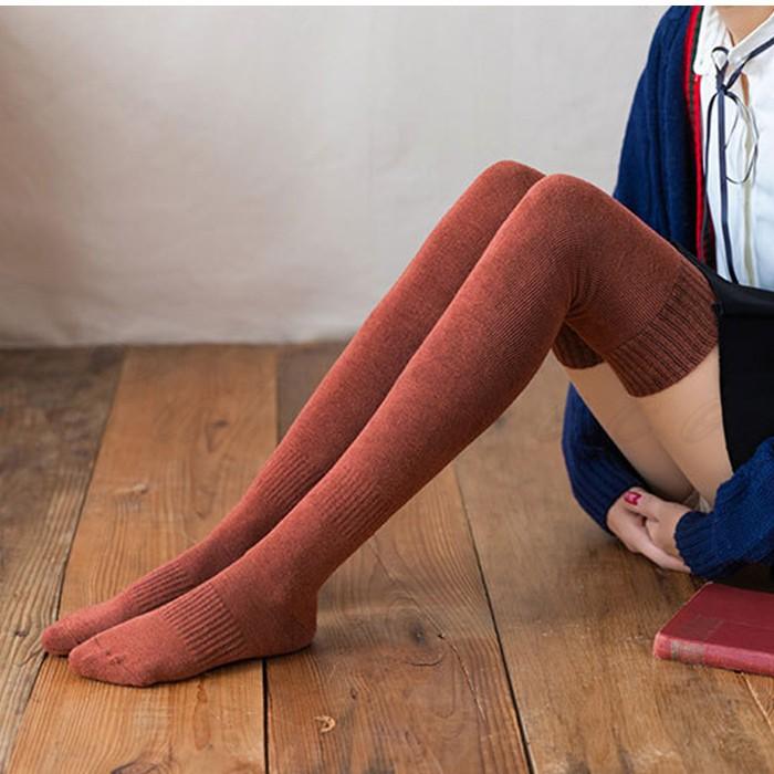 一部即納 ニーハイソックス 2足セット レディース オーバーニーソックス 靴下 厚手 無地 防寒 暖かい 春秋冬 綿 あったか 女性用 ロング丈 おしゃれ 送料無料 |  | 03