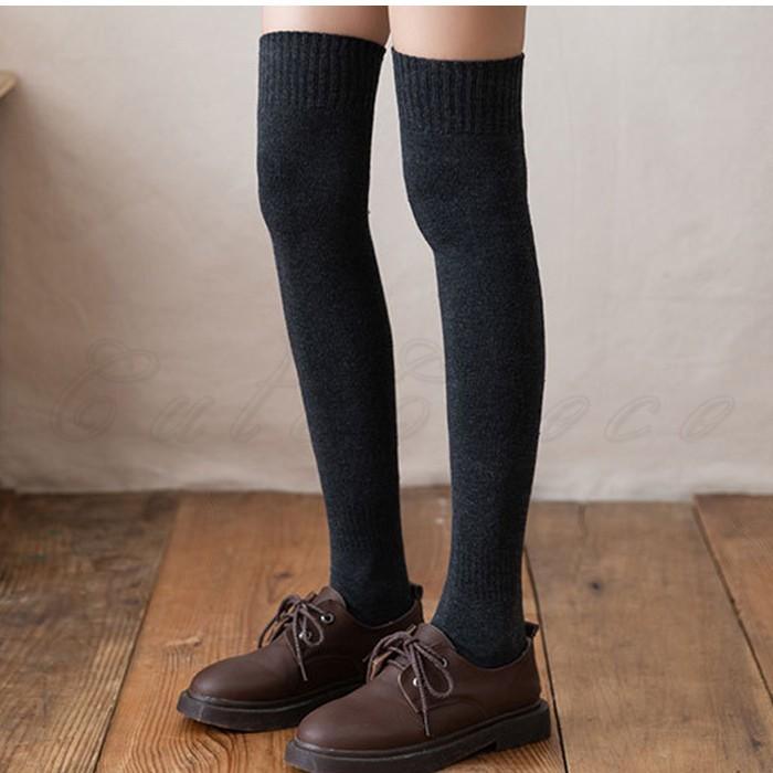 一部即納 ニーハイソックス 2足セット レディース オーバーニーソックス 靴下 厚手 無地 防寒 暖かい 春秋冬 綿 あったか 女性用 ロング丈 おしゃれ 送料無料 |  | 04