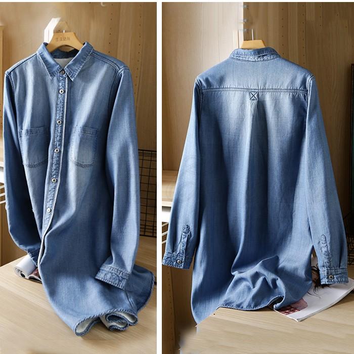 デニムシャツ ロング丈 レディース 長袖 シャツブラウス チュニック 裏起毛 内ボア 厚手 秋冬 カジュアル トップス 防寒 暖かい きれいめ おしゃれ デニムシャツ ロング丈 レディース 長袖 シャツブラウス チュニック 裏