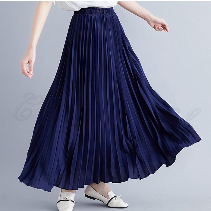 プリーツスカート レディース 無地 フレアスカート 長さ80cm 90cm 2