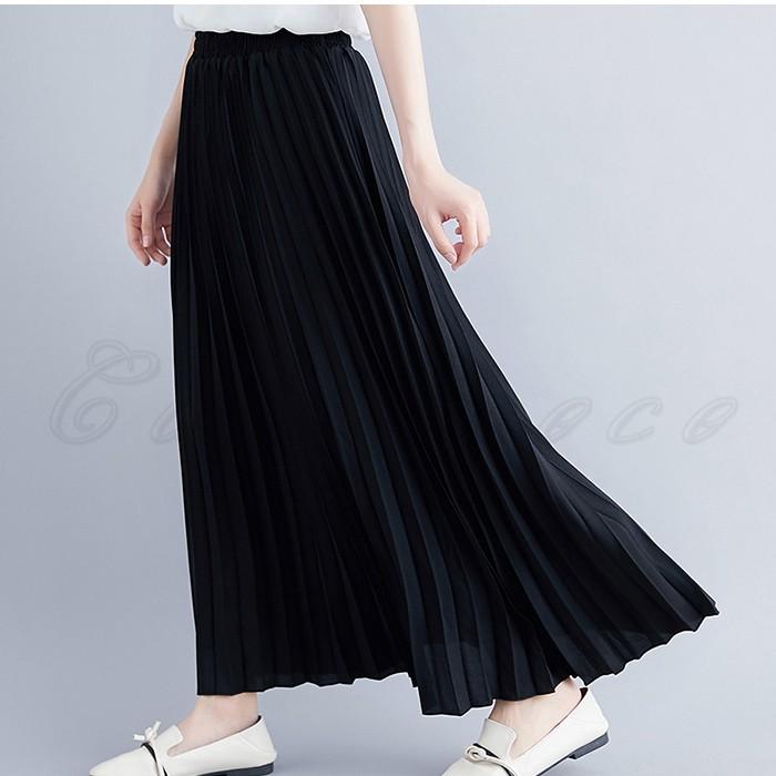 プリーツスカート レディース 無地 フレアスカート 長さ80cm 90cm 2