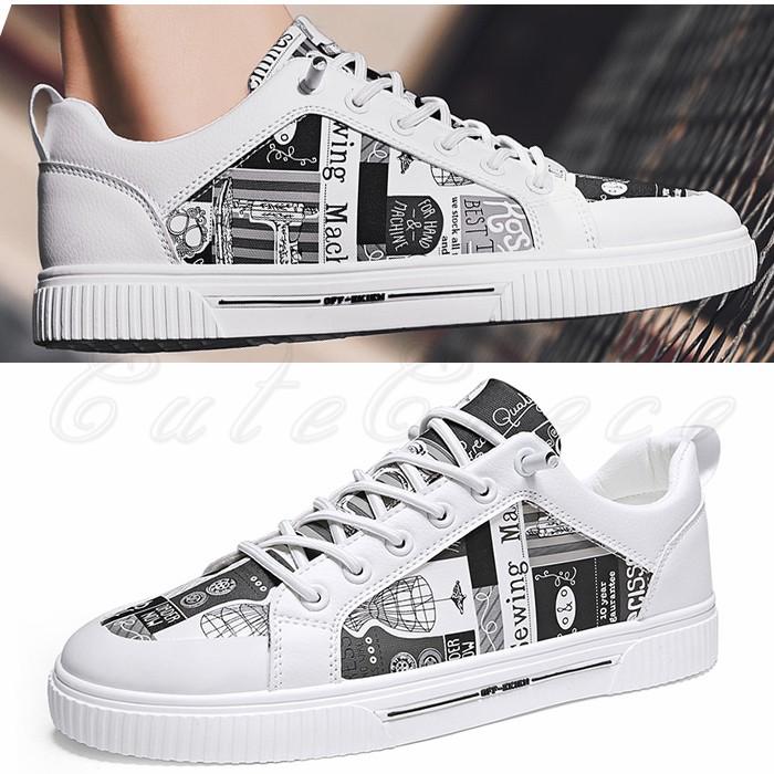 スニーカー メンズ シューズ ローカット カジュアル 落書きデザイン かっこいい 歩きやすい 軽量 運動靴 通学 通勤 春夏秋 オシャレ 送料無料 Cgsh0002 Cutecooco 通販 Yahoo ショッピング