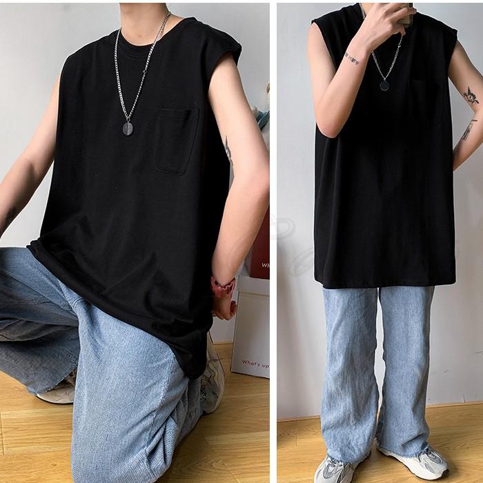 タンクトップ メンズ 無地 丸首 Tシャツ ノースリーブ トップス カジュアル ポケット付き ゆったり 涼しい 夏服 春夏 きれいめ オシャレ 送料無料|cutecooco|06