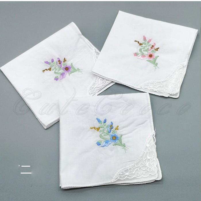 ハンカチ シルク ファッション小物 フラワー 刺繍 女性用 花柄 史上最も激安 刺繍