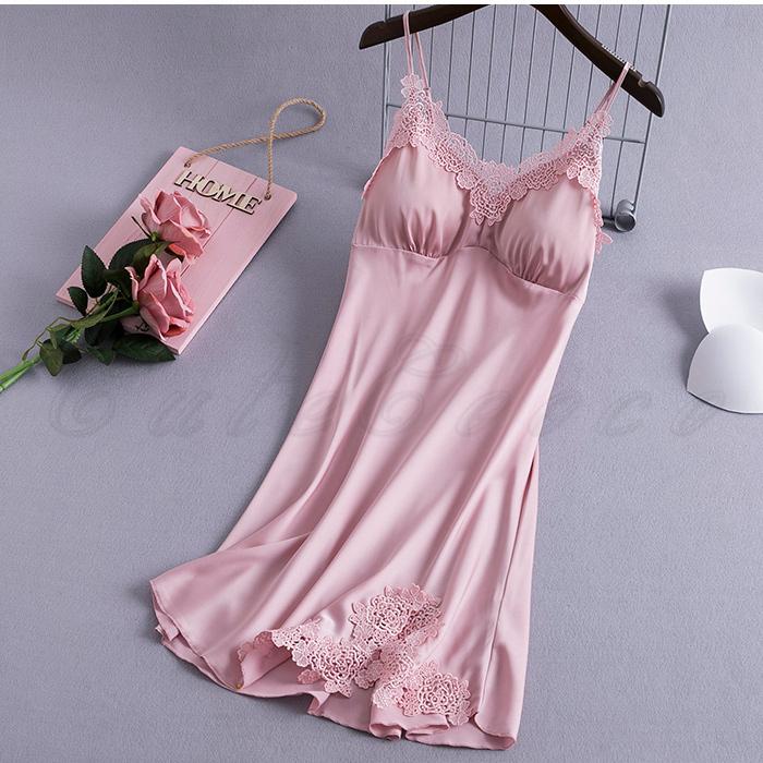 ネグリジェ レディース キャミワンピース 無地 ノースリーブ カップ