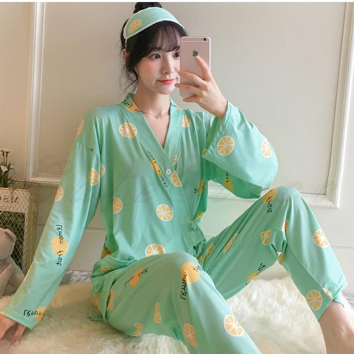 パジャマ レディース 甚平 ルームウェア 寝巻き 長袖 上下セット