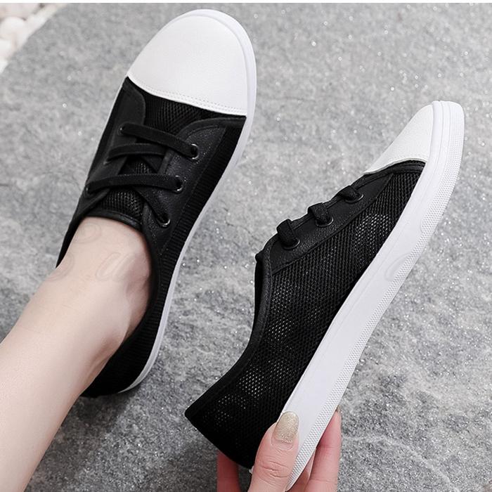 スニーカー レディース メッシュシューズ 無地 紐 通気性 靴 カジュアル 疲れにくい 滑り止め 通勤 通学 きれいめ オシャレ 送料無料 Csh0223 Cutecooco 通販 Yahoo ショッピング