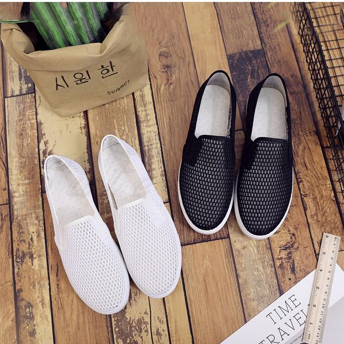 スリッポン レディース メッシュシューズ 靴 無地 フラット カジュアル