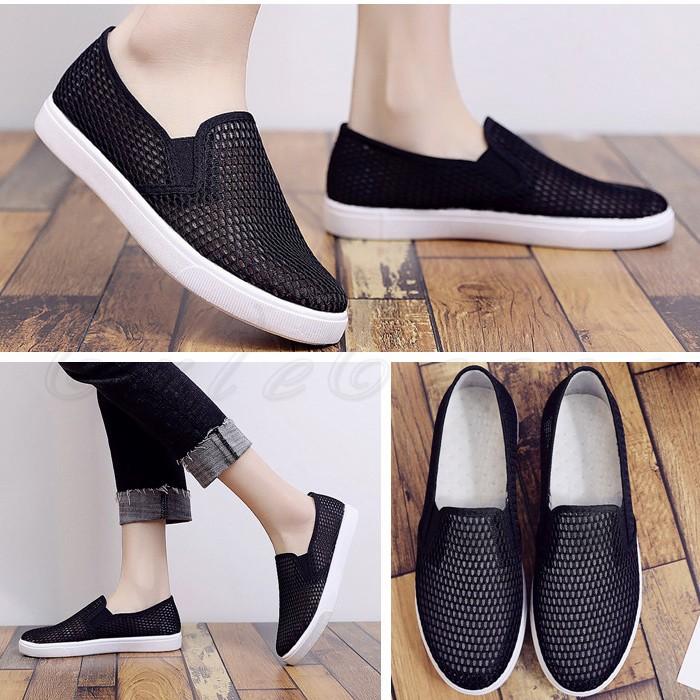 スリッポン レディース メッシュシューズ 靴 無地 フラット カジュアル 滑り止め 軽量で履きやすい ぺたんこ靴 春夏秋 きれいめ おしゃれ 送料無料 Csh0226 Cutecooco 通販 Yahoo ショッピング