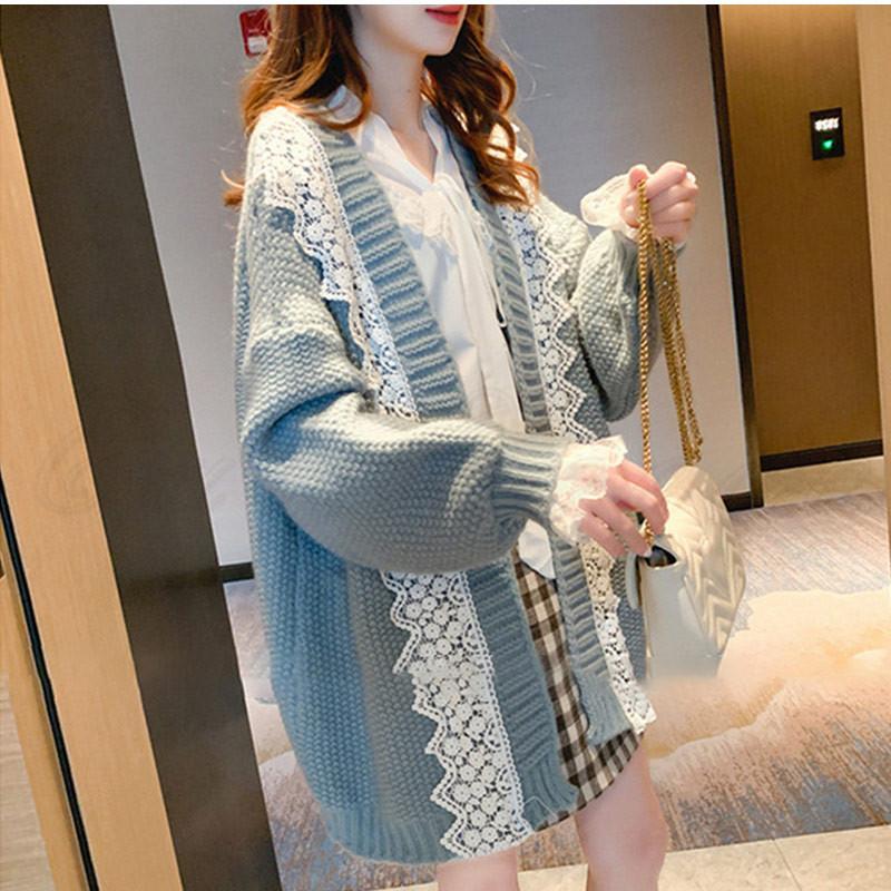 ニットカーディガン レディース アウター 長袖 韓国風 レース付き 前開き トップス カジュアル ゆったり 可愛い 21年秋新作 きれいめ おしゃれ 送料無料 C21a0116 Cutecooco 通販 Yahoo ショッピング