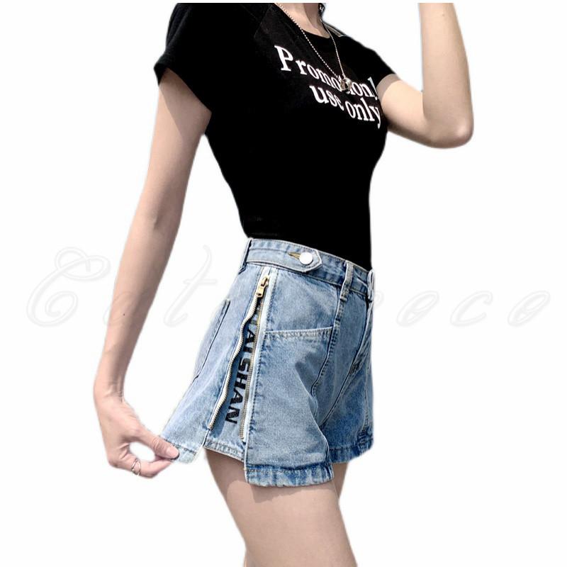 デニムショートパンツ レディース 短パン スリット付き ボトムス