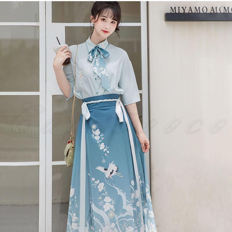 唐装漢服 レディース 中華服 チャイナドレス トップス＋スカート+