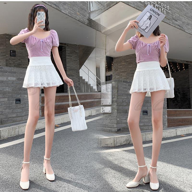 プリーツスカート レディース ミニスカート 花柄 立体 レース