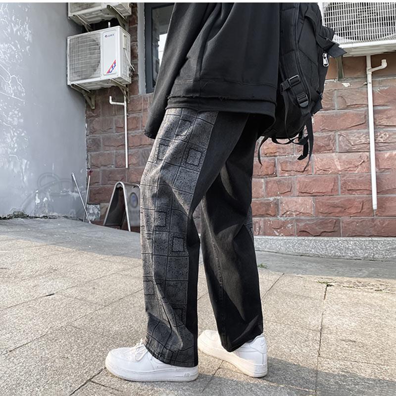 デニムパンツ メンズ ワイドパンツ バイカラー ストレート ロング丈 ストリート系 ボトムス カジュアル ポケット 履きやすい 春秋 おしゃれ 送料無料 Ll8mx736cs ファッション Windowrevival Co Nz