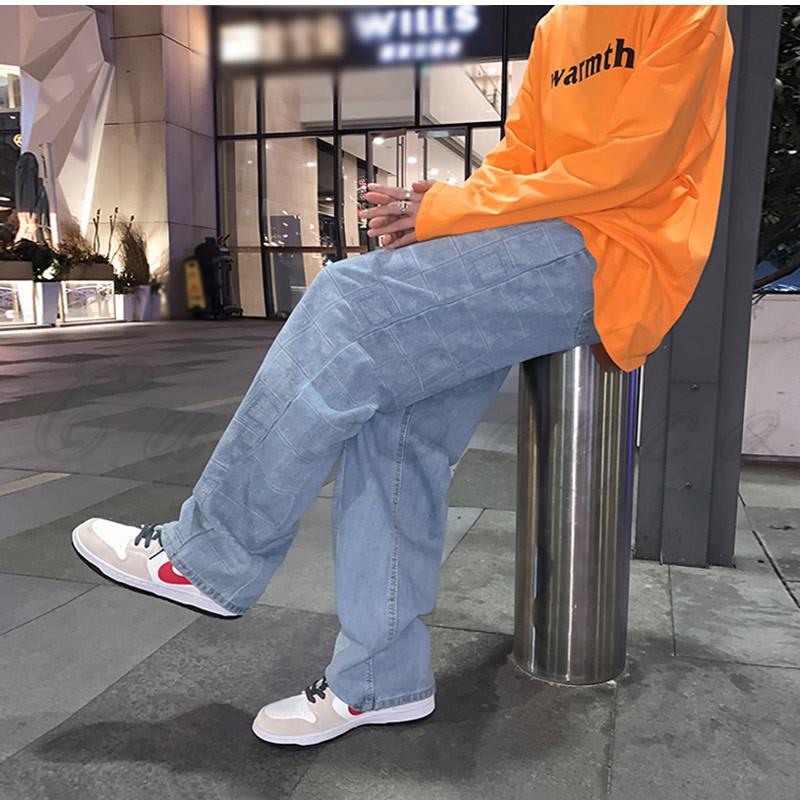 デニムパンツ メンズ ワイドパンツ バイカラー ストレート ロング丈 ストリート系 ボトムス カジュアル ポケット 履きやすい 春秋 おしゃれ 送料無料 Ll8mx736cs ファッション Windowrevival Co Nz