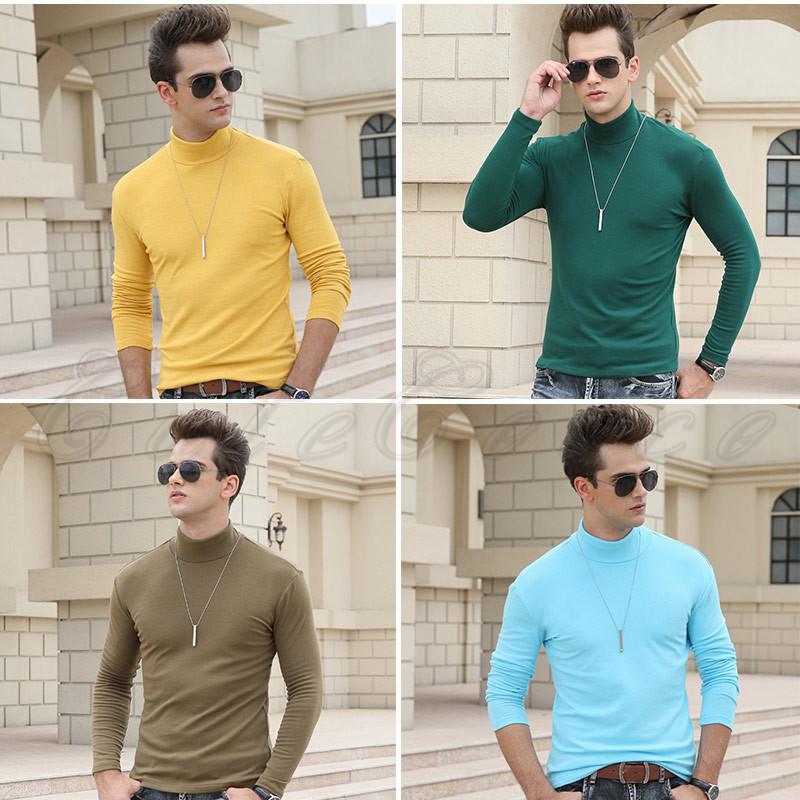 Tシャツ メンズ インナー 無地 ハイネック 長袖 細身 通気性 トップス