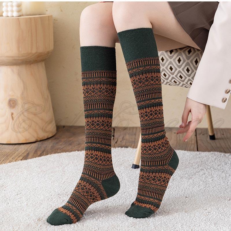 ハイソックス レディース 靴下 オルテガ柄 2足セット 通気性 吸汗性 履き口ゆったり 脱げない 柔らかい 履きやすい シンプル 美脚 春秋冬 おしゃれ 送料無料 C22ks0016 Cutecooco 通販 Yahoo ショッピング