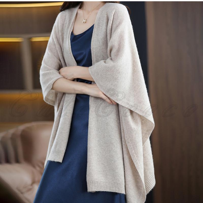 ショール ウール100％ レディース ポンチョ ストール 大判 無地 羽織り